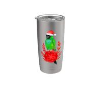 Lindo loro de Nanday Conure con sombrero de Papá Noel Vaso térmico de acero inoxidable de doble pared