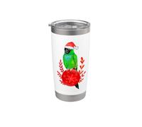 Lindo loro de Nanday Conure con sombrero de Papá Noel Vaso térmico de acero inoxidable de doble pared