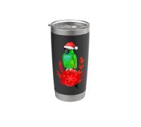 Lindo loro de Nanday Conure con sombrero de Papá Noel Vaso térmico de acero inoxidable de doble pared