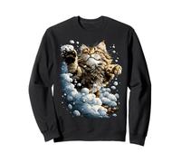 Lindo Maine Coon con Nieve y Copos de Nieve Snowy Winter Cat Sudadera