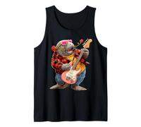 Lindo Manatí Tocando Guitarrista Animal Día de San Valentín Camiseta sin Mangas