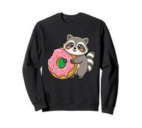 Lindo Mapache Abrazando espolvorear Donut Kawaii Dibujos Animados Dulce Arte Sudadera
