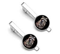 Lindo mapache acuarela, 2 piezas, divertidos clips de corbata para hombre, diseño de mapache para corbata de negocios, boda, 5.5x2.2cm, Cobre galvanizado