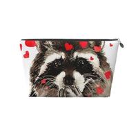 Lindo Mapache Acuarela soplando Besos y Corazones, Bolsa de artículos de tocador Bolsa de Maquillaje Bolsa de cosméticos Bolsa de artículos de tocador de Viaje portátil