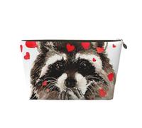 Lindo Mapache Acuarela soplando Besos y Corazones, Bolsa de Maquillaje Bolsa de cosméticos Bolsa de artículos de tocador de Viaje portátil Bolsa de artículos de tocador