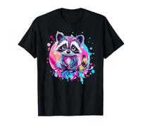 Lindo mapache colorido con salpicaduras Camiseta