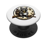 Lindo Mapache Comiendo Fideos Divertidos para Mujeres, Hombres y niños PopSockets PopGrip Adhesivo