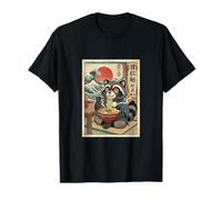Lindo Mapache Comiendo Fideos Ramen - Estilo japonés Ukiyo-e Camiseta