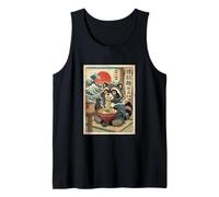 Lindo Mapache Comiendo Fideos Ramen - Estilo japonés Ukiyo-e Camiseta sin Mangas
