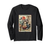 Lindo Mapache Comiendo Fideos Ramen - Estilo japonés Ukiyo-e Manga Larga
