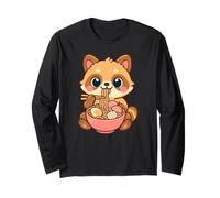 Lindo Mapache Comiendo Ramen Adorable Arte Kawaii Manga Larga