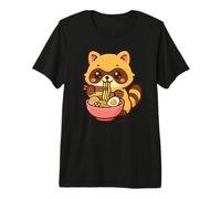 Lindo Mapache Comiendo Ramen Kawaii Animal Art Camiseta Premium
