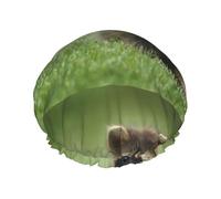 Lindo mapache de moda estampado,Gorro de ducha, gorro de noche, gorro de baño elástico impermeable de doble capa, reutilizable para el cabello.