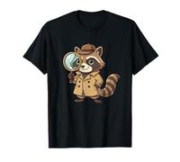 Lindo Mapache Detective Gabardina Lupa Camiseta