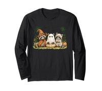Lindo Mapache Espeluznante Halloween Verde Limo Mapache Mejores Amigos Manga Larga
