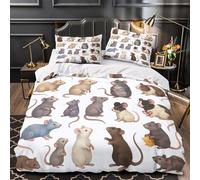 Lindo mapache Funda de Edredón 3 Piezas Microfibra de poliéster Impresión 3D Cremallera Oculta con Fundas de Almohada Transpirable Animal de acuarela Funda Edredon for familia Double（200x200cm）