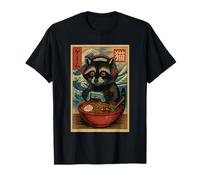 Lindo Mapache Kawaii Gamer Ramen Divertido Juegos japoneses Camiseta