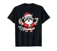 Lindo Mapache Santa Claus Número 6 y 7 Raccoon Pajamas Xmas Camiseta