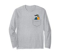 Lindo martín Pescador en un Bolsillo Pájaros de Amor martín Manga Larga, Unisex para Adultos, Gris Jaspeado, L