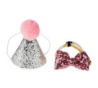 Lindo Mascota Gato Perro Gorras de cumpleaños Bowknot Fiesta Disfraz Sombrero Bowknot Disfraz Sombreros Ayuda a atraer más atención Feliz y Ganar Muchos cumplidos (Rosa)