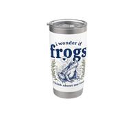Lindo Me pregunto si las ranas piensan en mí también anfibio Vaso térmico de acero inoxidable de doble pared