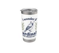 Lindo Me pregunto si los cardenales piensan en mí también observación de aves Vaso térmico de acero inoxidable de doble pared