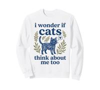 Lindo, me pregunto si los Gatos piensan en mí, es Demasiado Divertido, Amante de los Gatos Sudadera
