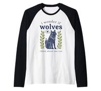 Lindo: Me pregunto si los Lobos también piensan en mí, Arte Animal Camiseta Manga Raglan