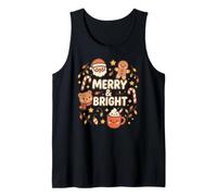 Lindo Merry & Bright Christmas Santa Bear Gingerbread Cocoa Camiseta sin Mangas