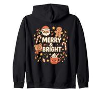 Lindo Merry & Bright Christmas Santa Bear Gingerbread Cocoa Sudadera con Capucha