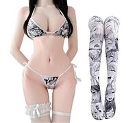 Lindo Micro Bikini Japonés Anime Sujetador y Bragas Conjunto Cosplay Tanga Bikini Lolita Dibujos Animados Imágenes - - Talla Única