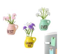 Lindo Mini Florero De Cerámica Imanes De, 3 Piezas De Pegatinas 3D De Flores De Cerámica, Pequeño Florero De Planta 3D para Decoración De Refrigerador, Oficina, Aula, Apartamento, Granja