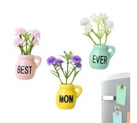 Lindo Mini Florero De Cerámica Imanes De, 3 Piezas De Pegatinas 3D De Flores De Cerámica, Pequeño Florero De Planta 3D para Decoración De Refrigerador, Oficina, Aula, Apartamento, Granja