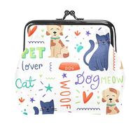 Lindo monedero con hebilla de garabato colorido para perro, gato, gatito, monedero vintage con hebilla, bolsa de mano con cierre de beso, monedero con cierre floral para mujeres y niñas, Multicolor