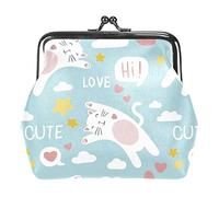 Lindo monedero con hebilla de garabato colorido para perro, gato, gatito, monedero vintage con hebilla, bolsa de mano con cierre de beso, monedero con cierre floral para mujeres y niñas, Multicolor