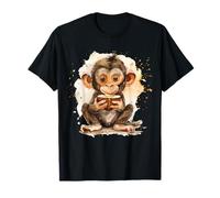 Lindo Mono Coco Estampado Animal Coco Fruta Acuarela Camiseta