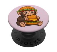 Lindo Mono Comer Hamburguesa gráfico de Dibujos Animados PopSockets PopGrip Adhesivo