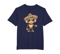 Lindo Mono con Sombrero | Fiesta Vacaciones Camiseta, Hombre Tallas Grandes, Azul Marino, 5X Alto