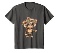 Lindo Mono con Sombrero | Fiesta Vacaciones Camiseta, Niños, Asfalto, 4 años