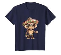 Lindo Mono con Sombrero | Fiesta Vacaciones Camiseta, Niños, Azul Marino, 4 años