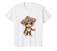 Lindo Mono con Sombrero | Fiesta Vacaciones Camiseta, Niños, Blanco, 4 años