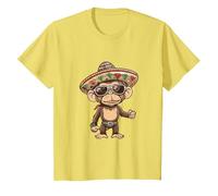 Lindo Mono con Sombrero | Fiesta Vacaciones Camiseta, Niños, Limón, 4 años