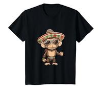 Lindo Mono con Sombrero | Fiesta Vacaciones Camiseta, Niños, Negro, 4 años
