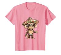 Lindo Mono con Sombrero | Fiesta Vacaciones Camiseta, Niños, Rosado, 4 años