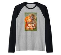 Lindo Mono de Peluche con Texto en inglés I Love My Friend Camiseta Manga Raglan