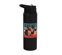 Lindo mono entrenando en el gimnasio, chimpancé Stainless Steel Insulated Water Bottle