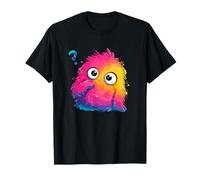 Lindo Monstruo Esponjoso arcoíris con Signo de interrogación Camiseta