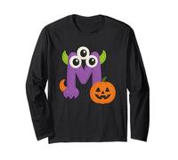 Lindo Monstruo M con Calabaza Halloween Fun Manga Larga