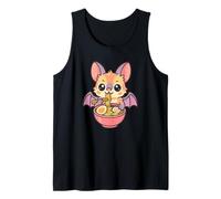 Lindo murciélago Comiendo Ramen Kawaii Animal Foodie Camiseta sin Mangas