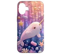 Lindo Narval Underwater Kawaii Colorful Marine Life Case Carcasa para iPhone 16 Plus